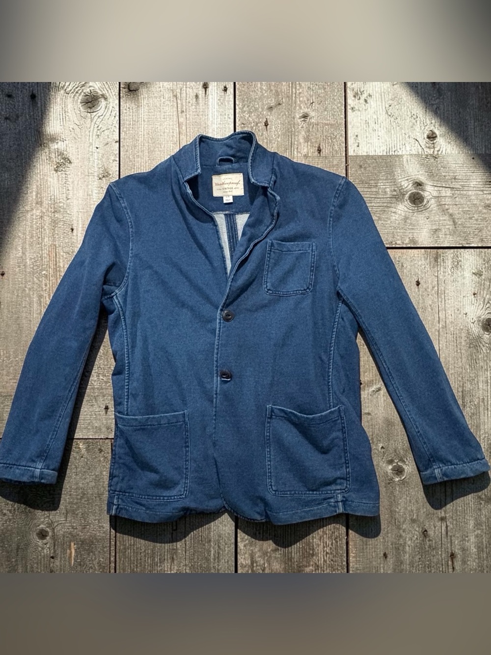 Vintage Men's/Womens Blue Lightweight Button-Up Chore Jacket Size Large